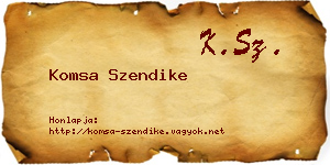 Komsa Szendike névjegykártya